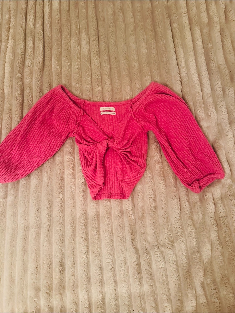 Urban Outfitters Pink Knit Tie-Front Crop Top